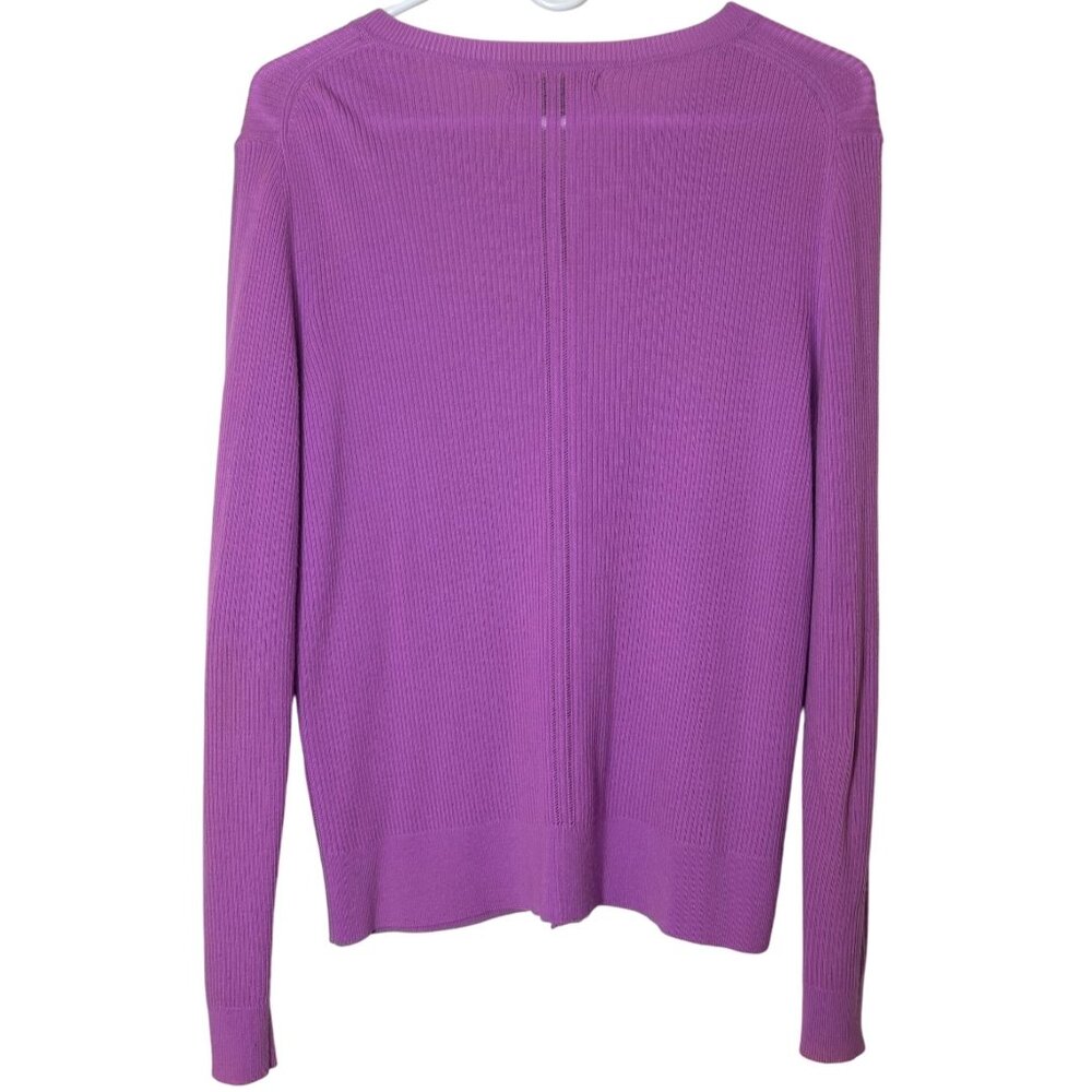 Banana Republic Purple Merino Wool Cardigan L • Ribbed Knit Button Front Sweater - Picture 2 of 7